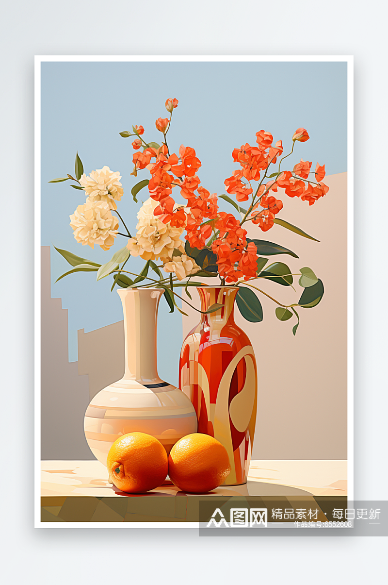 AI数字艺术抽象花瓶静物油画素材