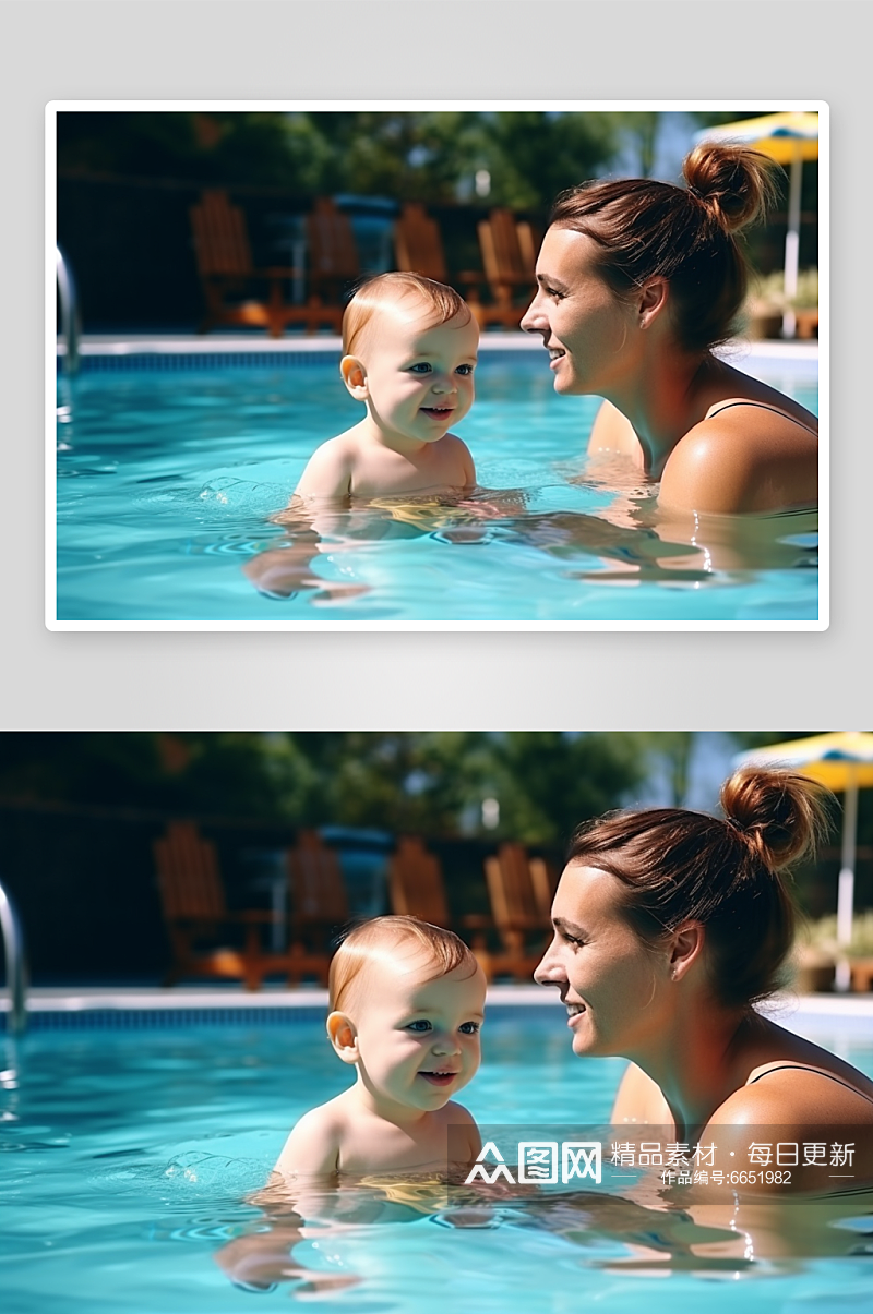 AI数字艺术婴儿游泳玩耍摄影图素材