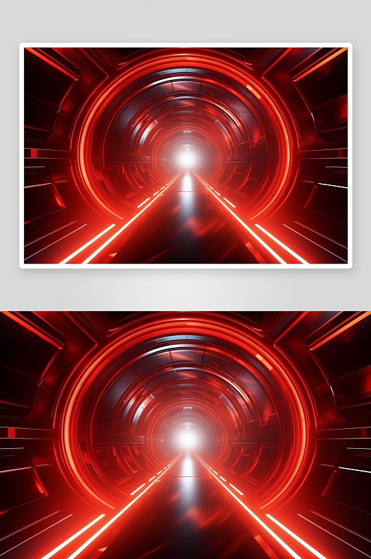 AI数字艺术科技感红色通道背景图
