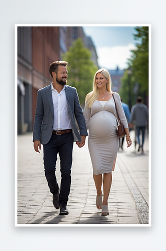 AI数字艺术怀孕夫妻孕妇肖像人物摄影图