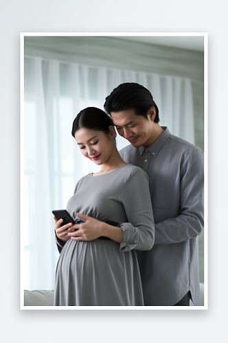 AI数字艺术怀孕夫妻孕妇肖像人物摄影图