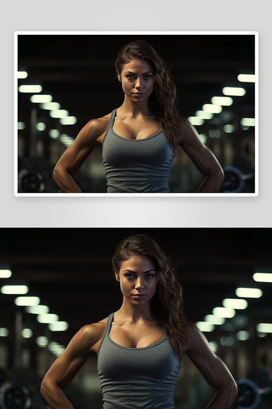 AI数字艺术健身房健身人物肌肉女生摄影图