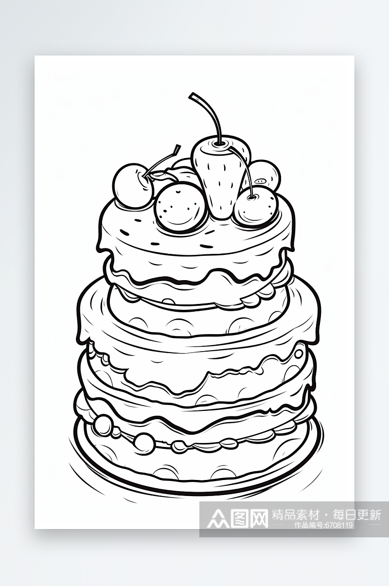 AI数字艺术蛋糕甜品美食手账贴纸插画素材