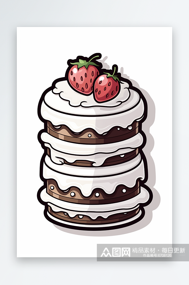 AI数字艺术蛋糕甜品美食手账贴纸插画素材
