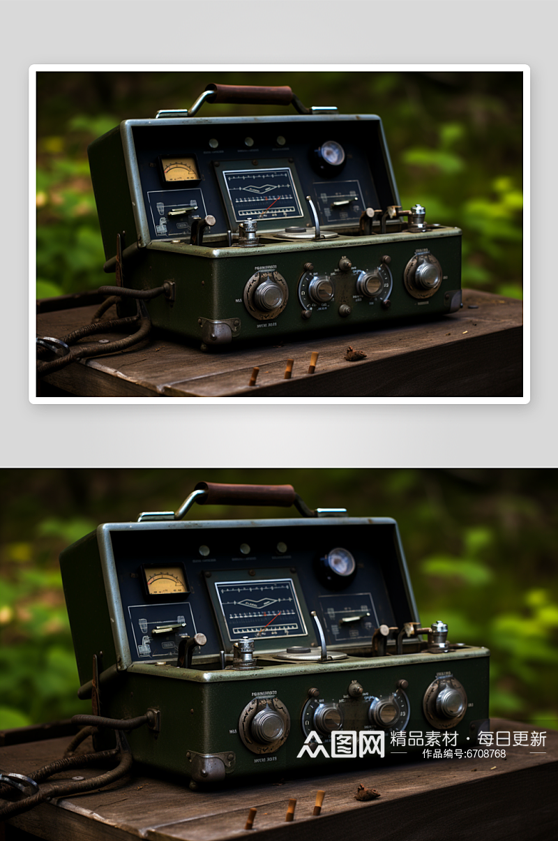 AI数字艺术复古便携式收音机录音机摄影图素材