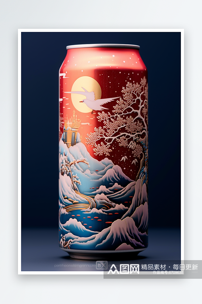AI数字艺术国潮风易拉罐啤酒图片素材