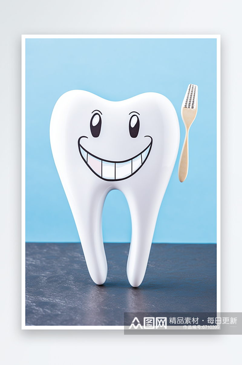 AI数字艺术卡通拟人牙齿口腔护理插画素材