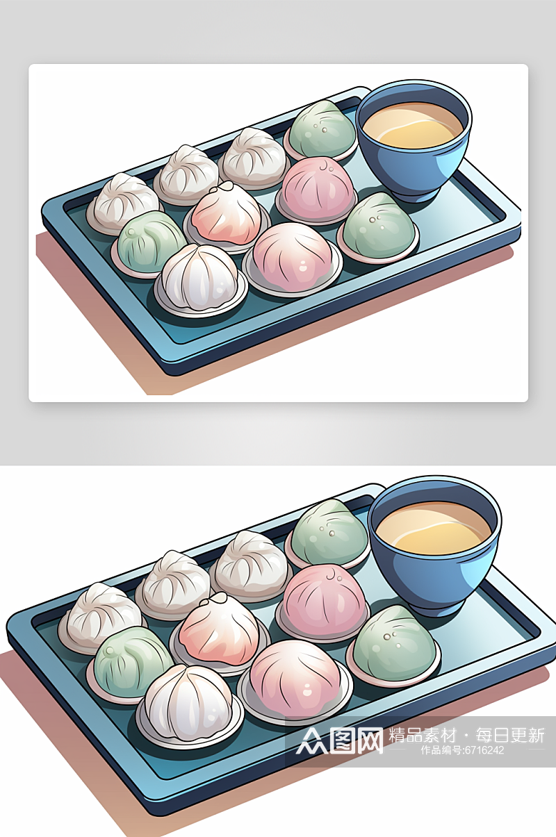 AI数字艺术美食甜点麻薯插画素材