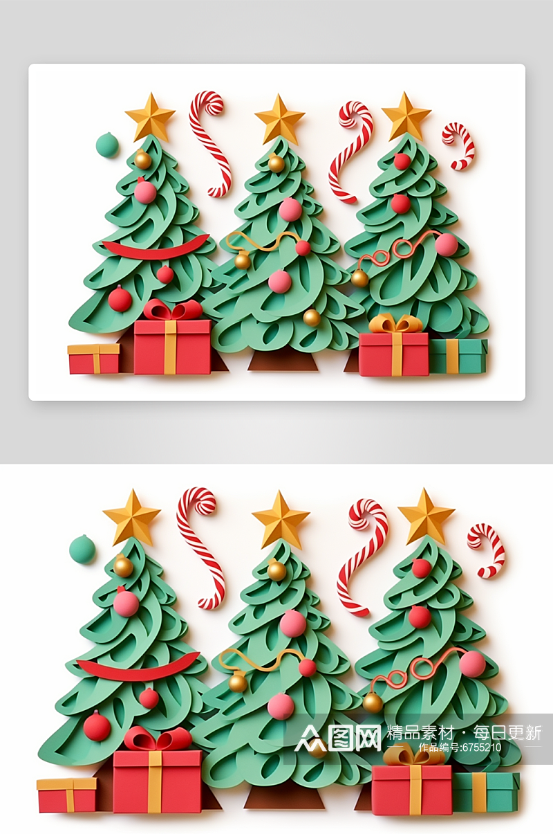 AI数字艺术黏土圣诞圣诞节装饰元素素材