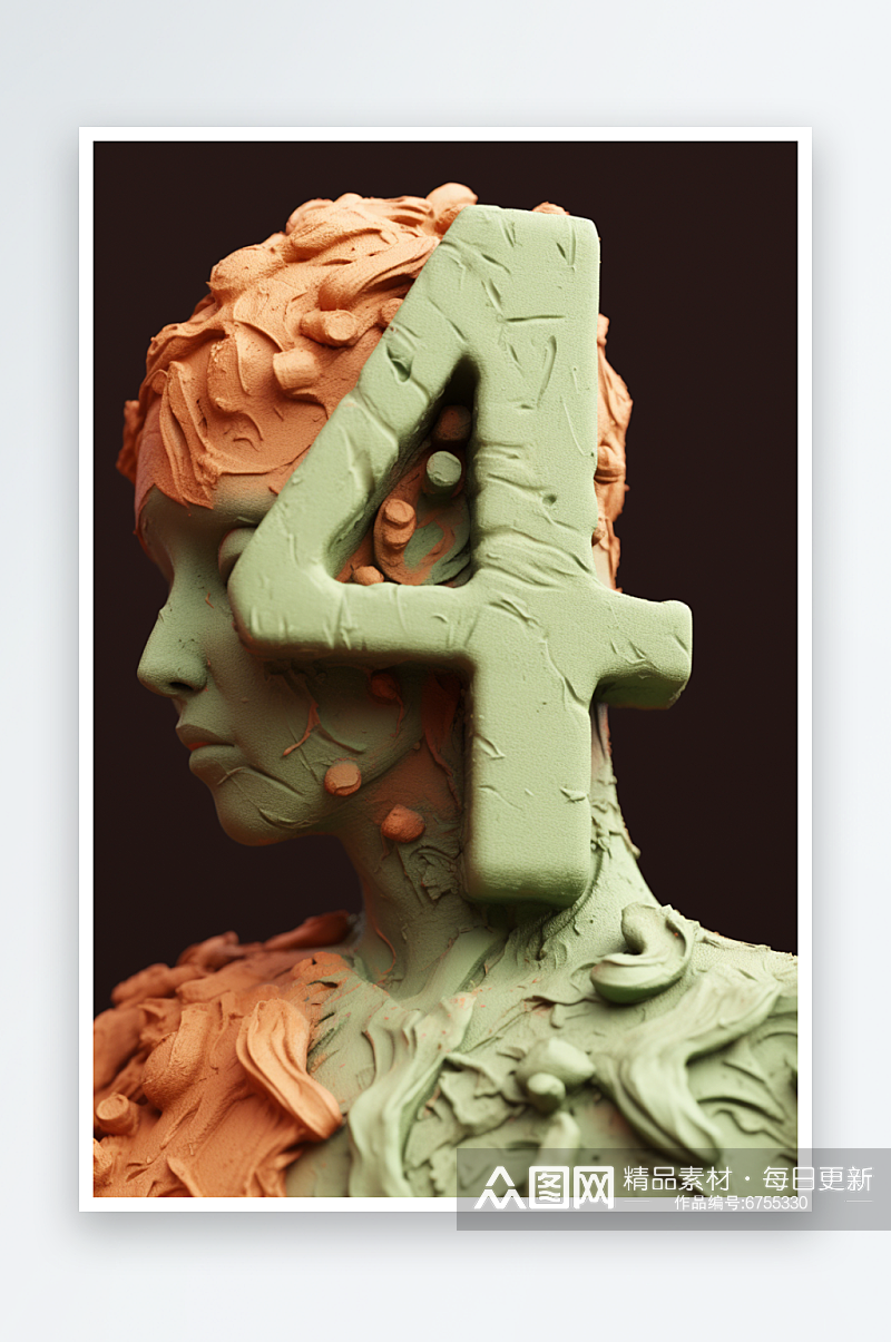 AI数字艺术黏土质感彩色数字元素模型素材