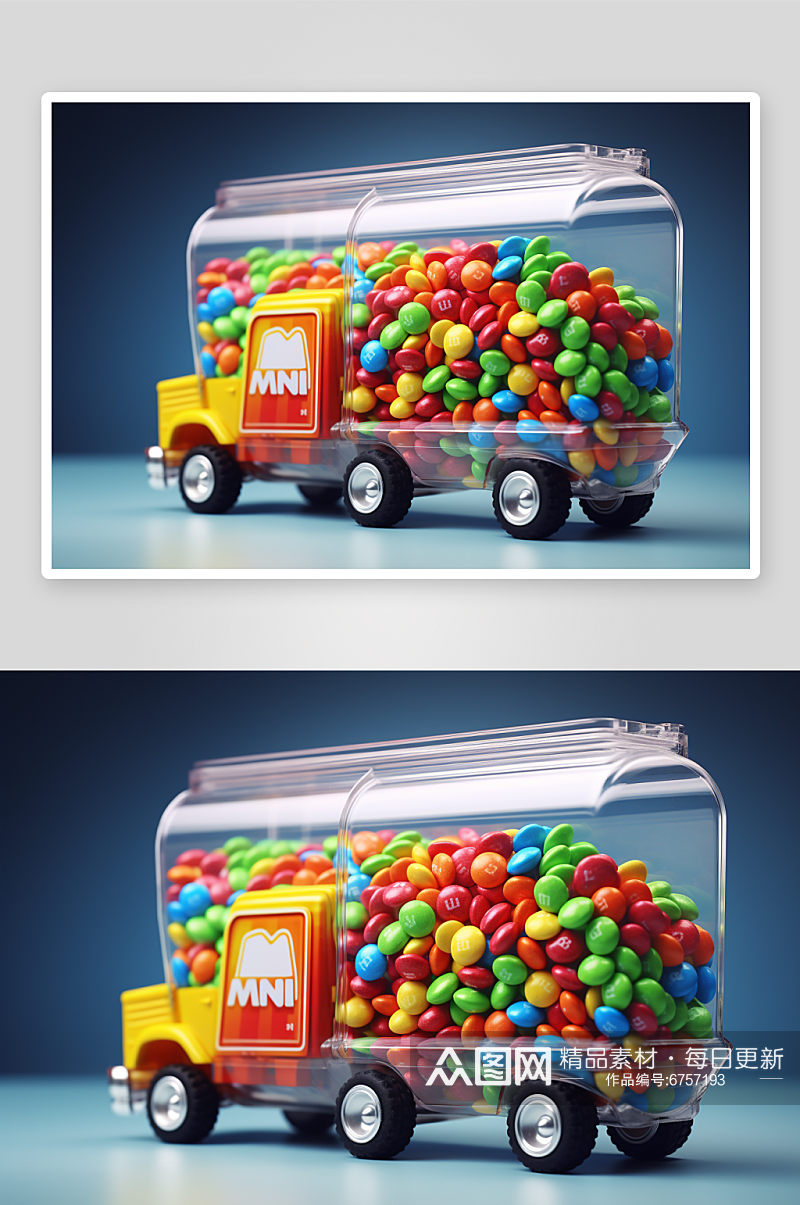 AI数字艺术巧克力M豆卡车模型素材