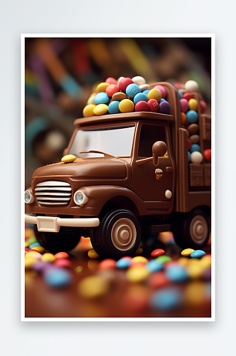 AI数字艺术巧克力M豆卡车模型