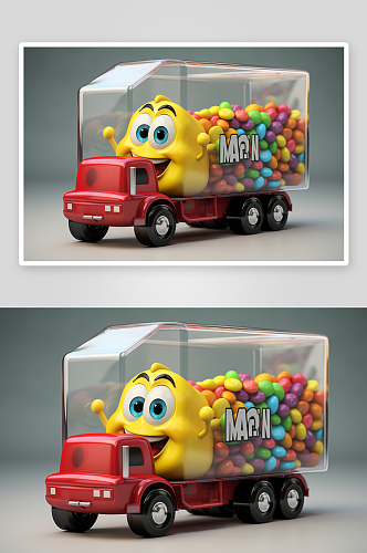 AI数字艺术巧克力M豆卡车模型
