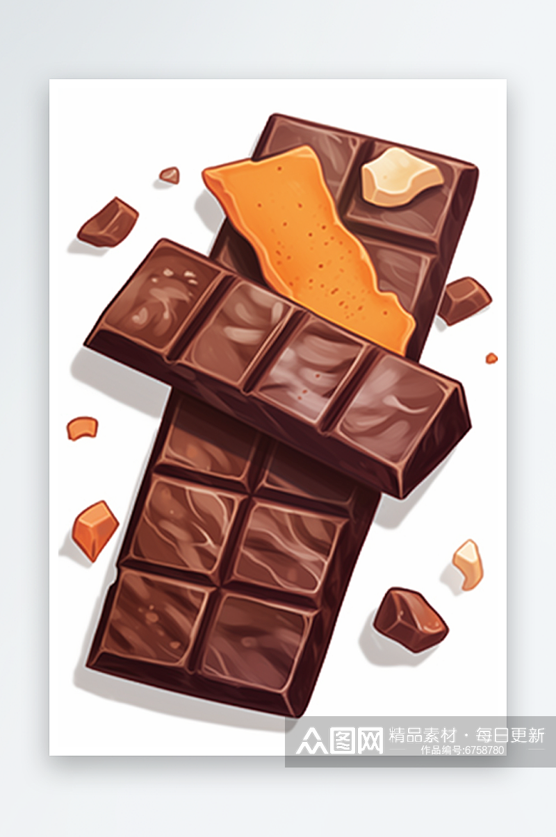 AI数字艺术巧克力美食手账贴纸插画素材