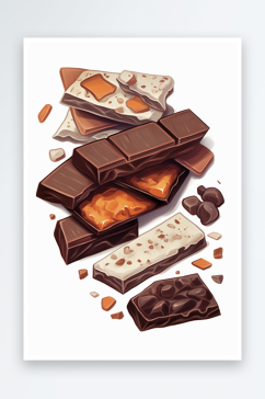 AI数字艺术巧克力美食手账贴纸插画