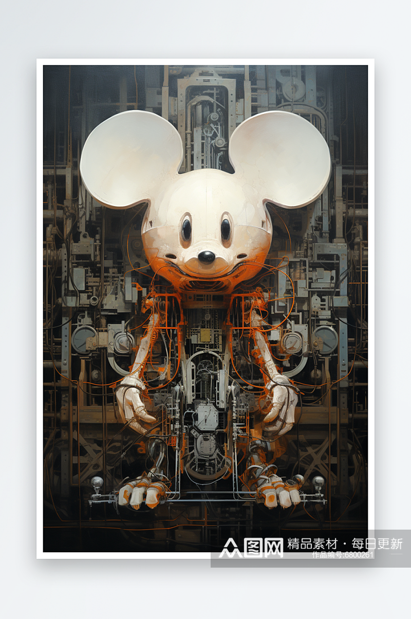 AI数字艺术十二生肖机械老鼠动物图片素材