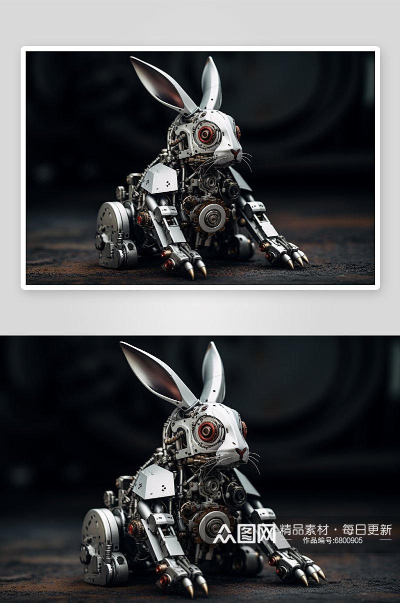 AI数字艺术十二生肖机械兔动物图片素材