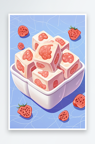 AI数字艺术手绘原味炒酸奶元素插画