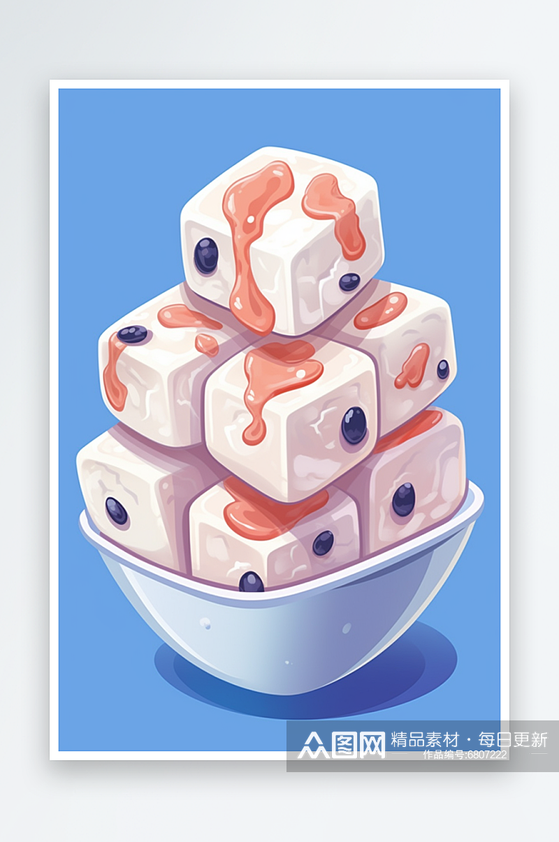 AI数字艺术手绘原味炒酸奶元素插画素材