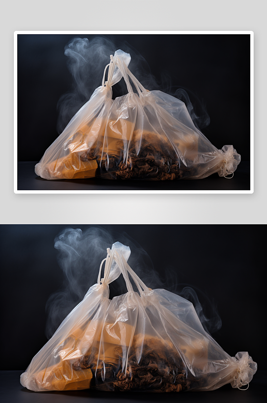 AI数字艺术塑料袋垃圾袋环保摄影图