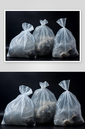 AI数字艺术塑料袋垃圾袋环保摄影图