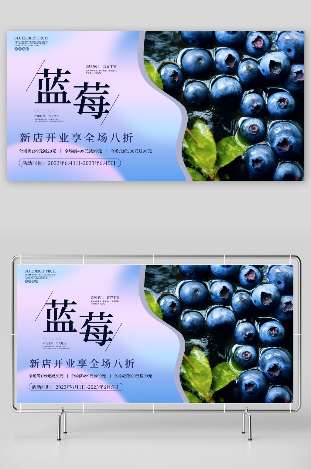 蓝莓水果店图片展板素材