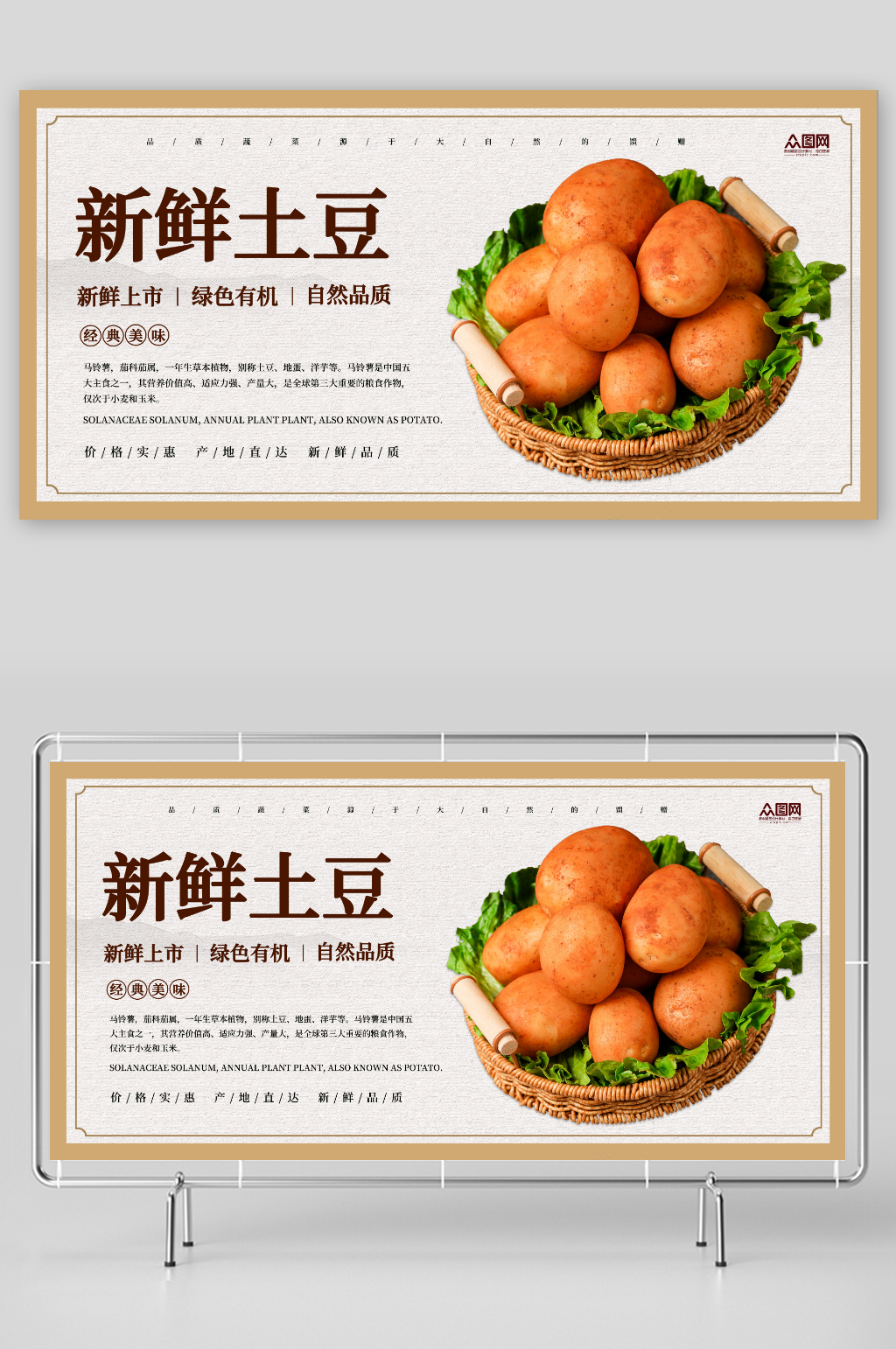 新鲜土豆马铃薯蔬菜展板素材