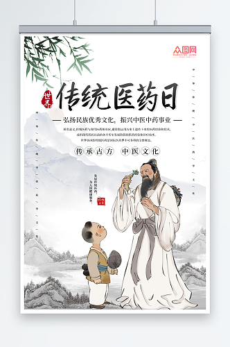 中国风世界传统医药日宣传海报
