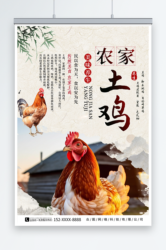 农家土鸡家禽宣传海报