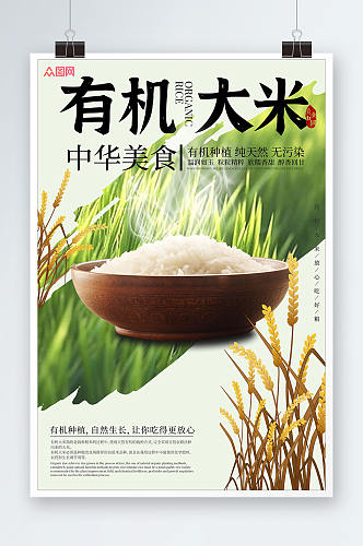 纯天然种植有机大米粮食海报