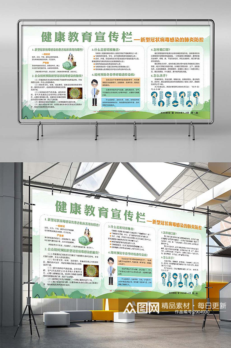 新型冠状病毒感染的肺炎防控教育宣传栏素材