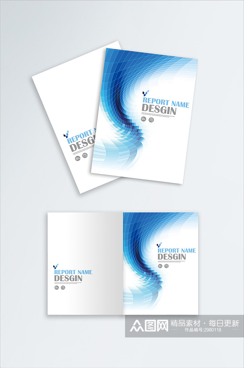 蓝色科技公司企业英文画册封面素材