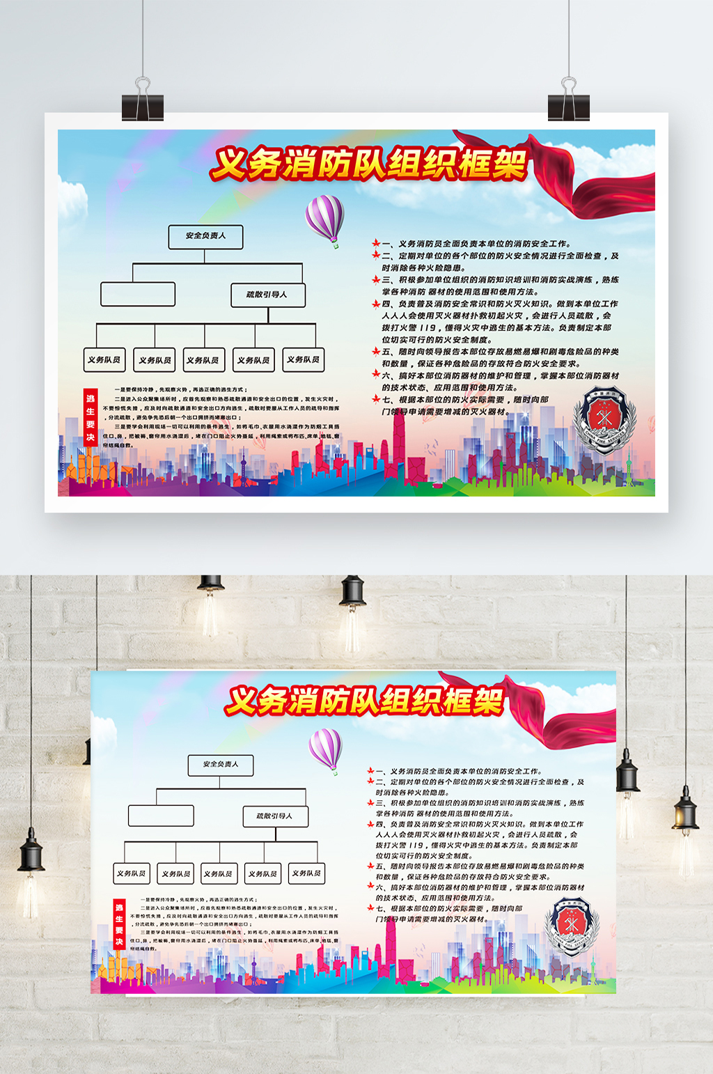义务消防安全架构图展板素材