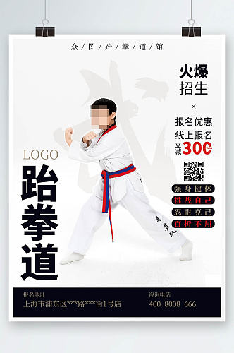 跆拳道培训运动商业武术招生宣传广告海报