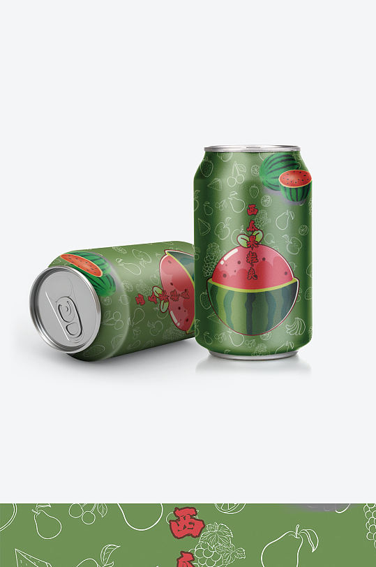 西瓜果粒爽果汁冷饮外观包装设计