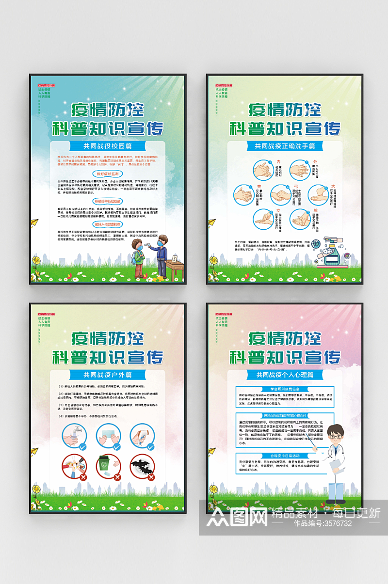 疫情防疫抗疫科普知识宣传系列海报素材