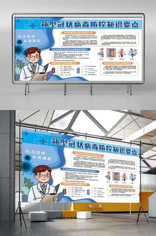 新型冠状病毒防御防控知识宣传栏展板