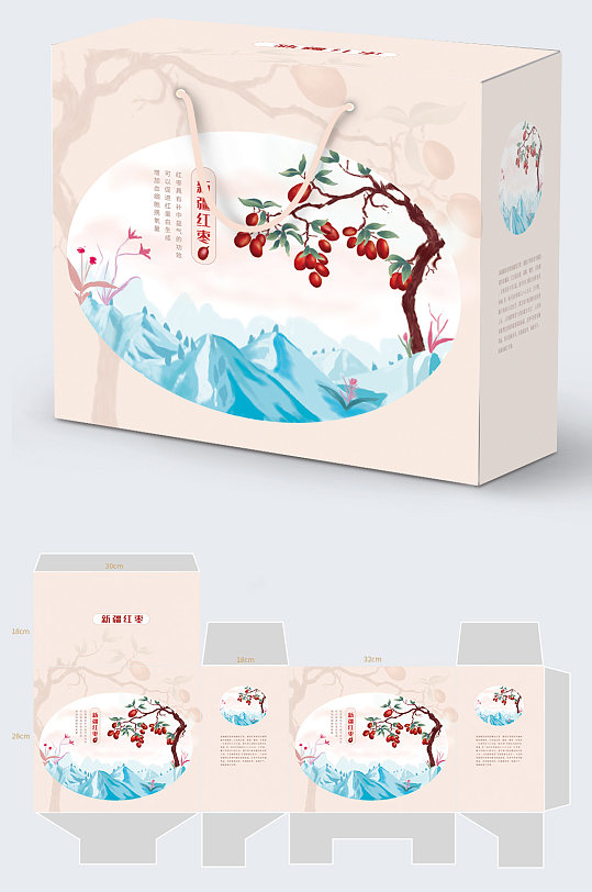原创插画食品水果干果坚果红枣包装设计素材