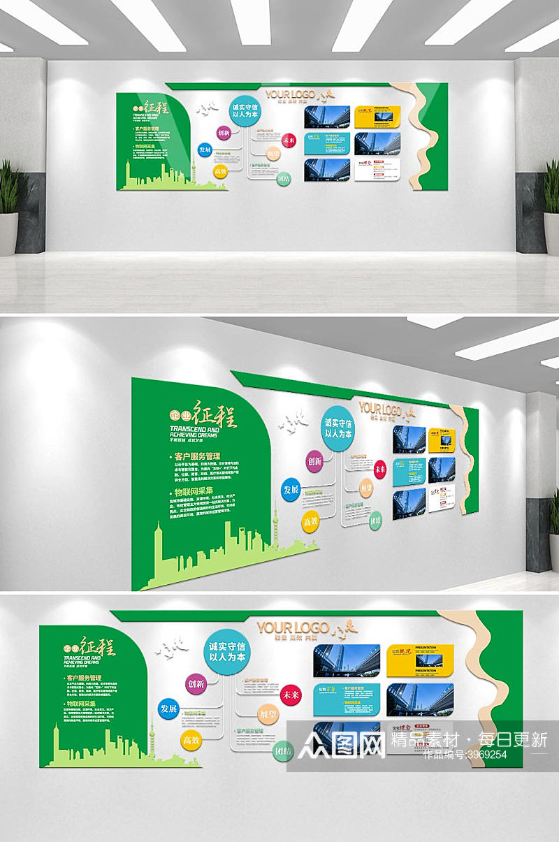 绿色低碳环保企业文化墙素材