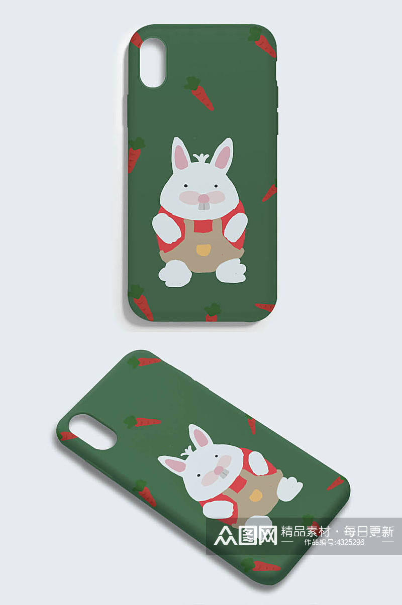 原创一只肥兔子可爱手绘手机壳素材