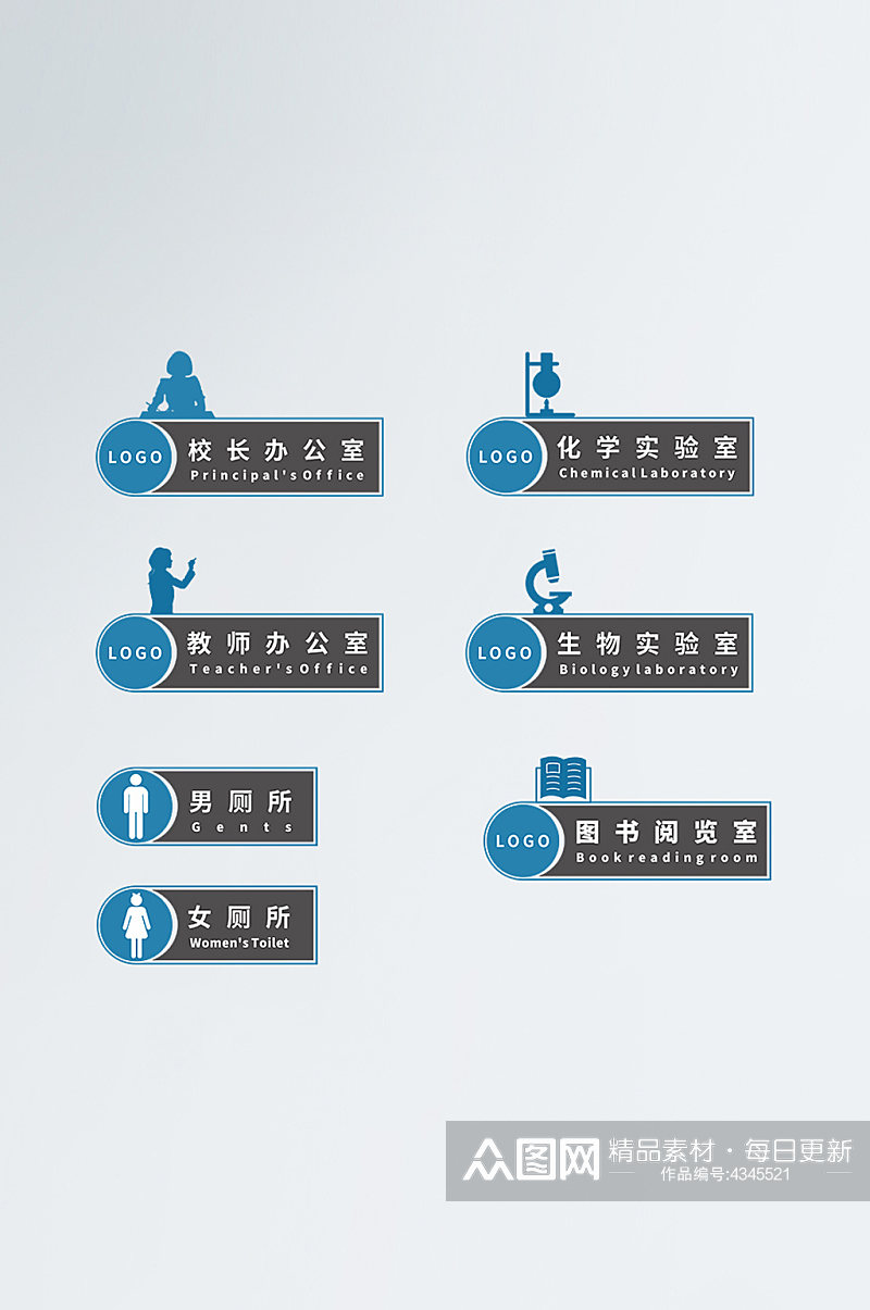 学校vi导视门牌学校导视牌办公室实验室素材
