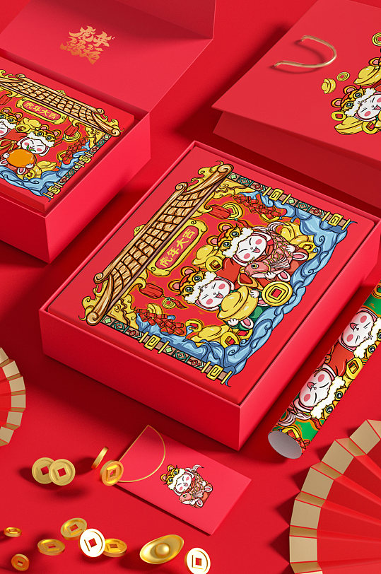 虎年插画包装图片-虎年插画包装效果图-虎年插画包装设计素材下载