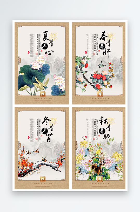 四季養(yǎng)生文化展板四件套