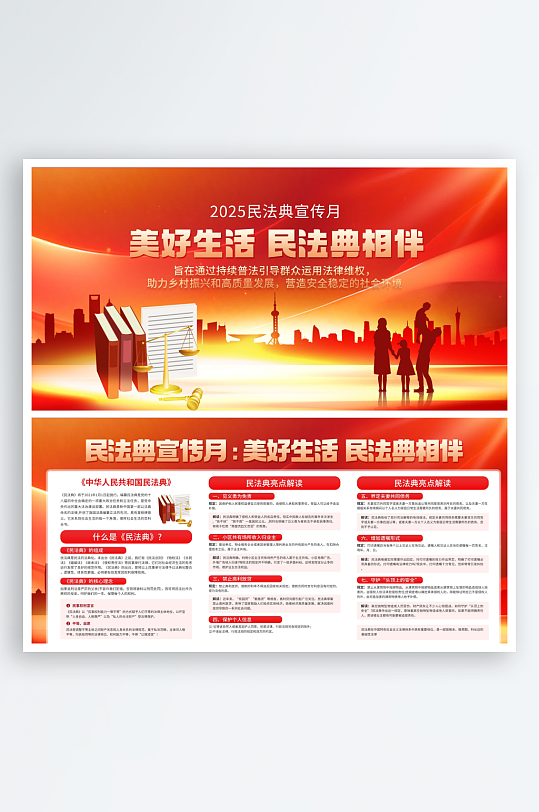 2025民法典宣传月法律知识科普宣传展板-众图网