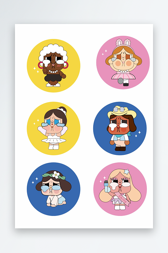 爱哭的女孩矢量图-众图网