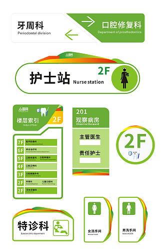 大气绿色口腔医院导视门牌科室牌