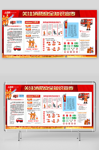 专注消防知识单面宣传栏展板