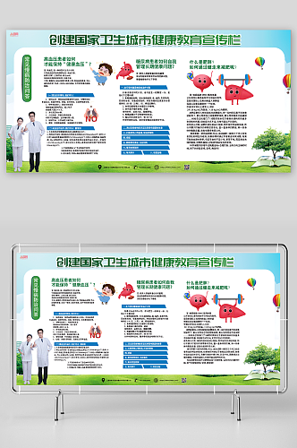 创建卫生城市健康教育宣传栏展板