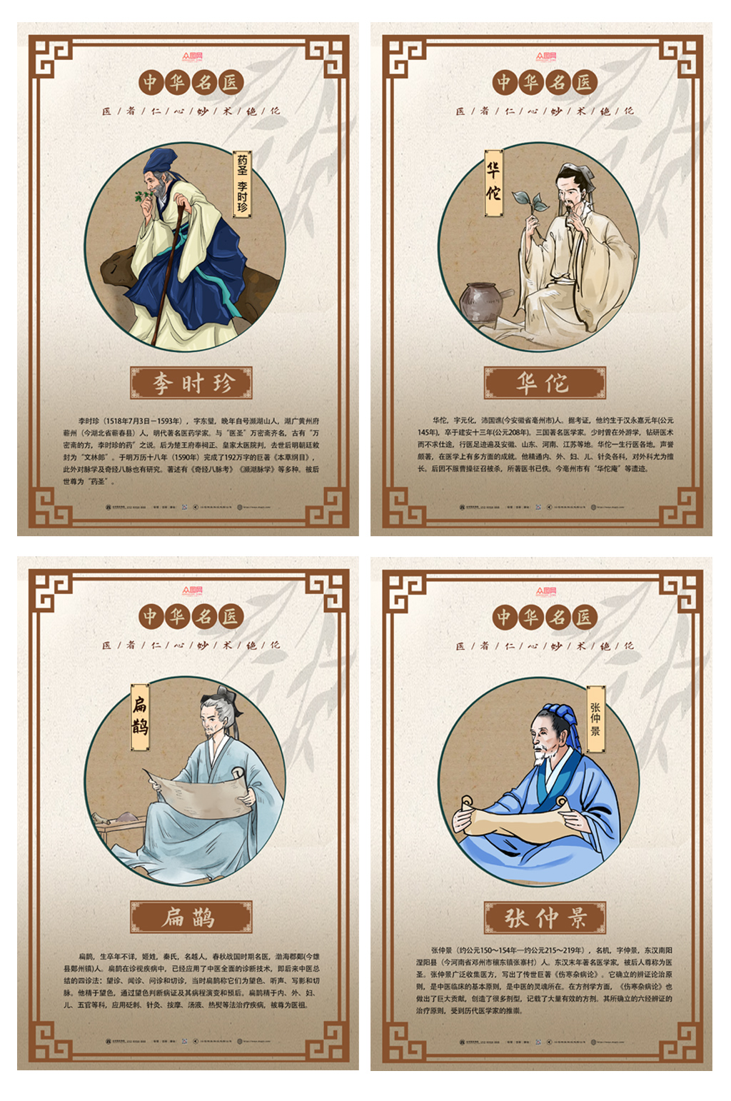 中国风古代中华名医介绍系列海报素材