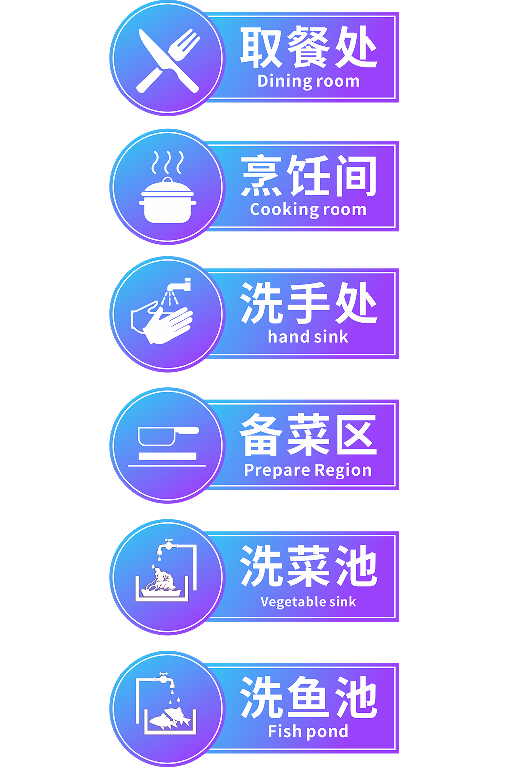 紫色厨房区域标识牌门牌素材